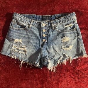 Lucky Brand Women's Blue Ripped Jean Shorts